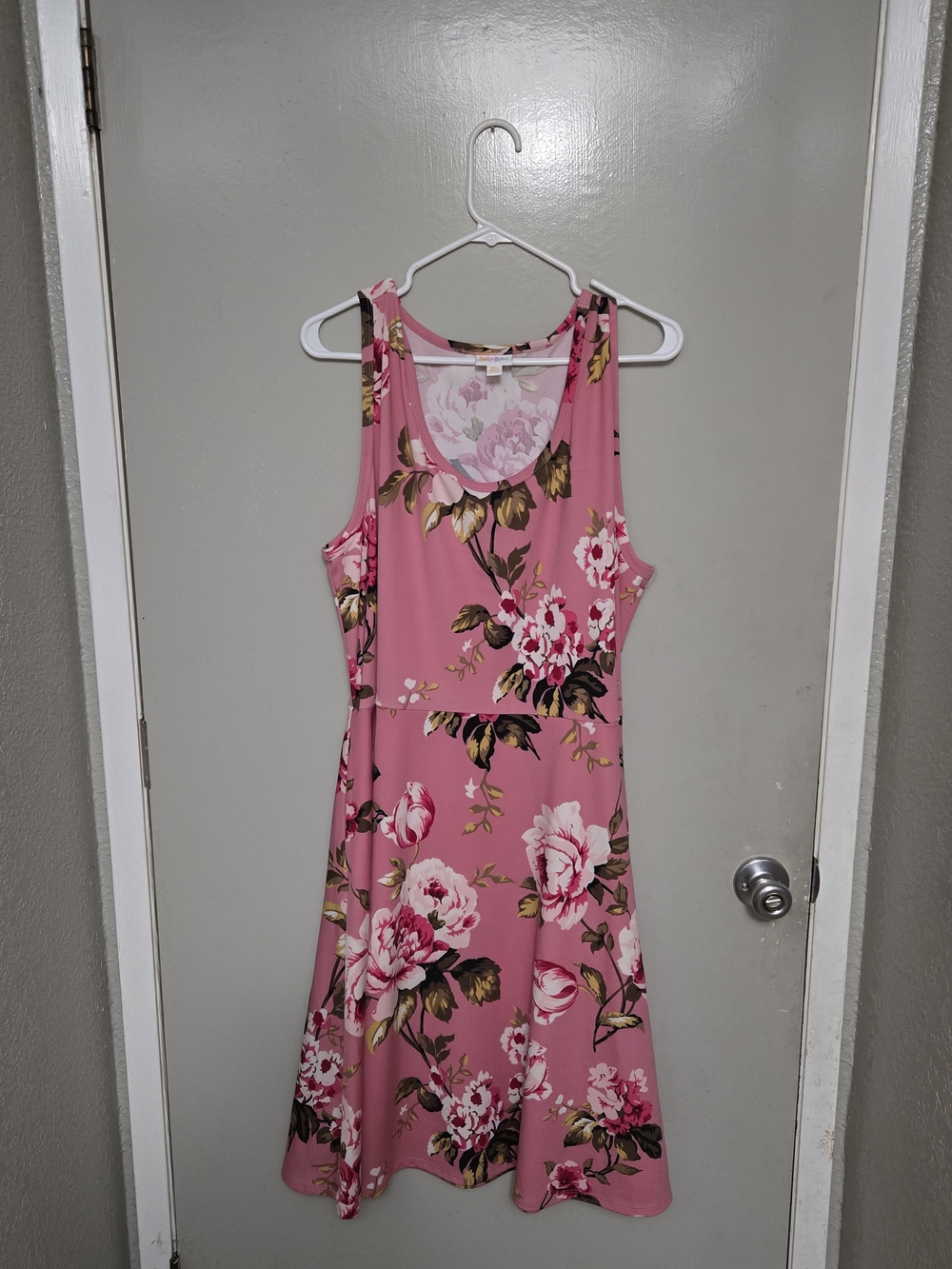 LuLaRoe Pink Floral Sleeveless Fit-and-Flare Dress